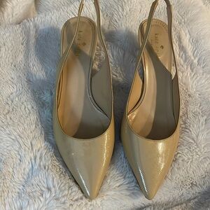 Kate Spade Nude Kitten Heel Slingback Patent Leather Pump